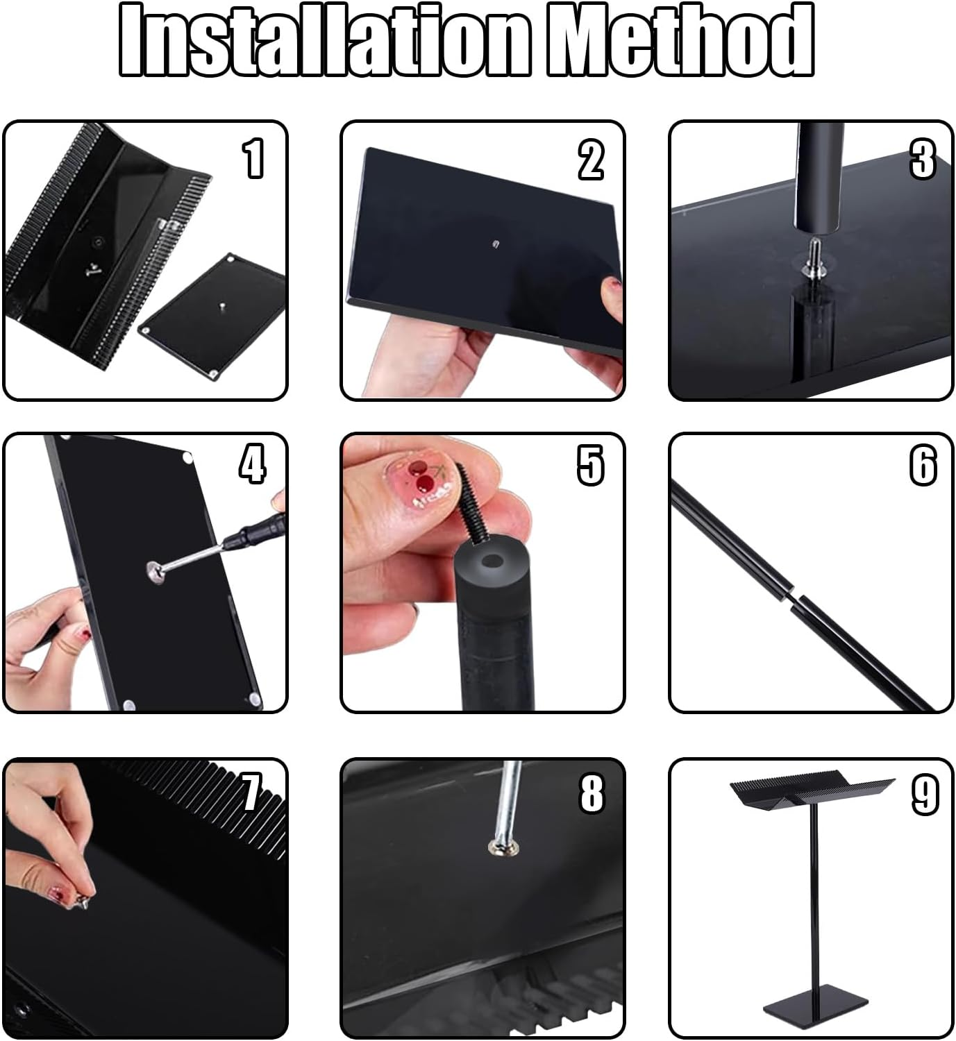 Zoeqide Acrylic Black Wig Stand - High Quality Acrylic Wig Holder for Storage and Display - Sturdy Wig Stand Display for Wigs, Hairpieces and Hair Extensions image number 1