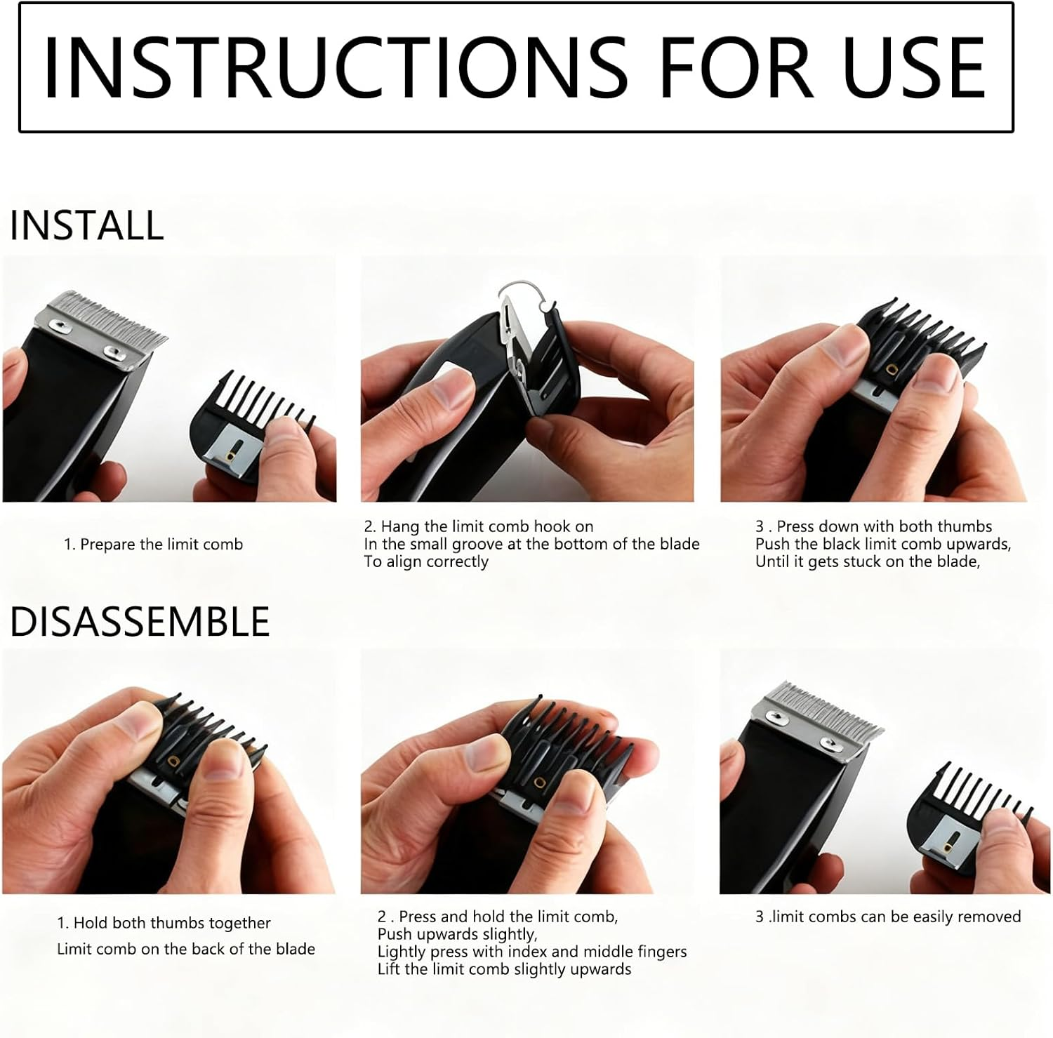 BGENHPON 3 Professional Hair Clipper Guards Set 3 Piece Clipper Guides Replacement Compatible with Wahl Clipper Guards in Sizes 1/16 Inch 2/16 Inch 3/16 Inch Black Color image number 4