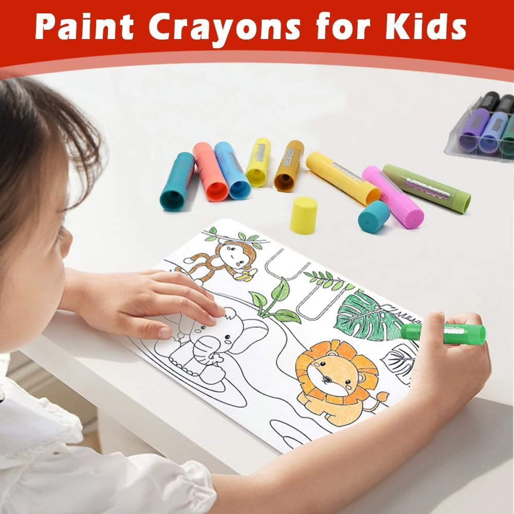 24 Colors Tempera Paint Sticks, Washable Paint Sticks for Kids, Quick Drying and No Mess Crayons for Arts Supplies, Paint Crayons for Kids, Suitable for Paper Wood Canvas Stone image number 4