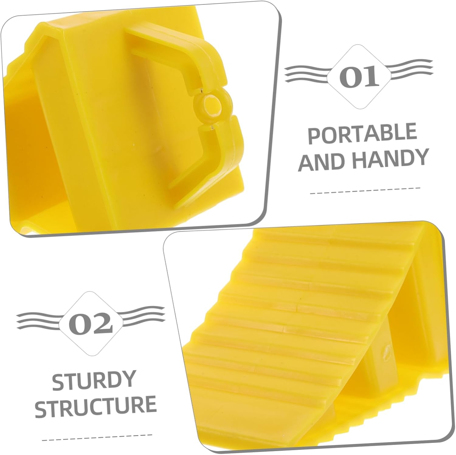 Zerodeko 2Pcs Non-Slip Plastic Wheel Chocks with Handle 20X12X11Cm Portable Car and Rv Tire Wedges Heavy Duty Garage Parking Supports for Travel Trailers and Campers image number 1