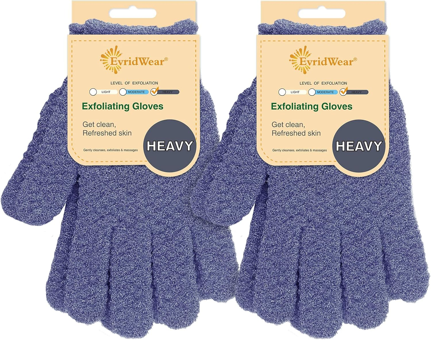 Evridwear Exfoliating Dual Texture Bath Gloves for Shower, Spa, Massage and Body Scrubs, Dead Skin Cell Remover, Gloves with Hanging Loop (2 Pairs Heavy) image number 5