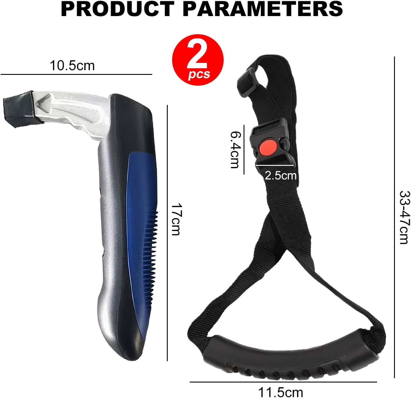 Portable Handle, 2PCS Door Grab Handle and Strap Tool Kit, Elderly Assist Handle Cane Automotive Door, Handles Handicapped Accessories for Able Elderly image number 1