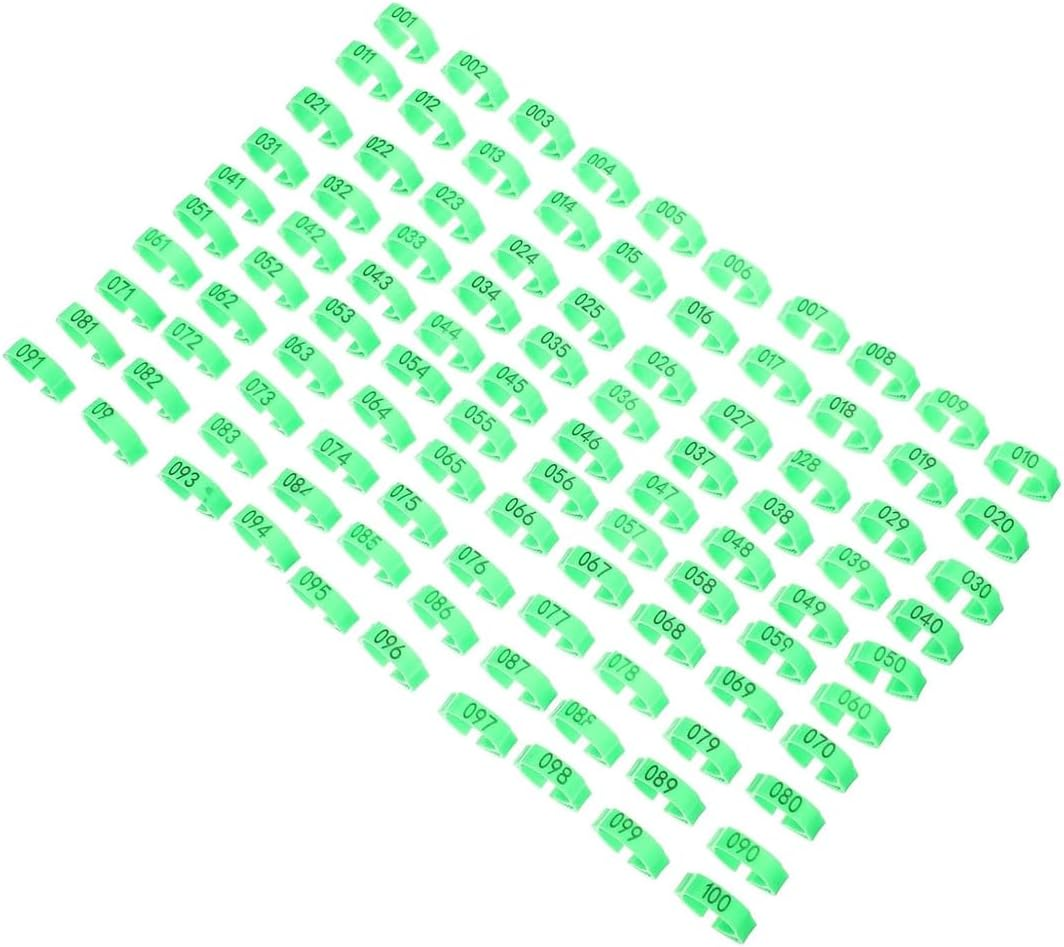 AIMALL 100Pcs Adjustable Numbered Poultry Leg Rings 001&ndash;100 Snap Lock ID Bands 0.71&ndash;1.02In for Chicken Duck Goose Pigeon Lightweight Plastic Bird Tags