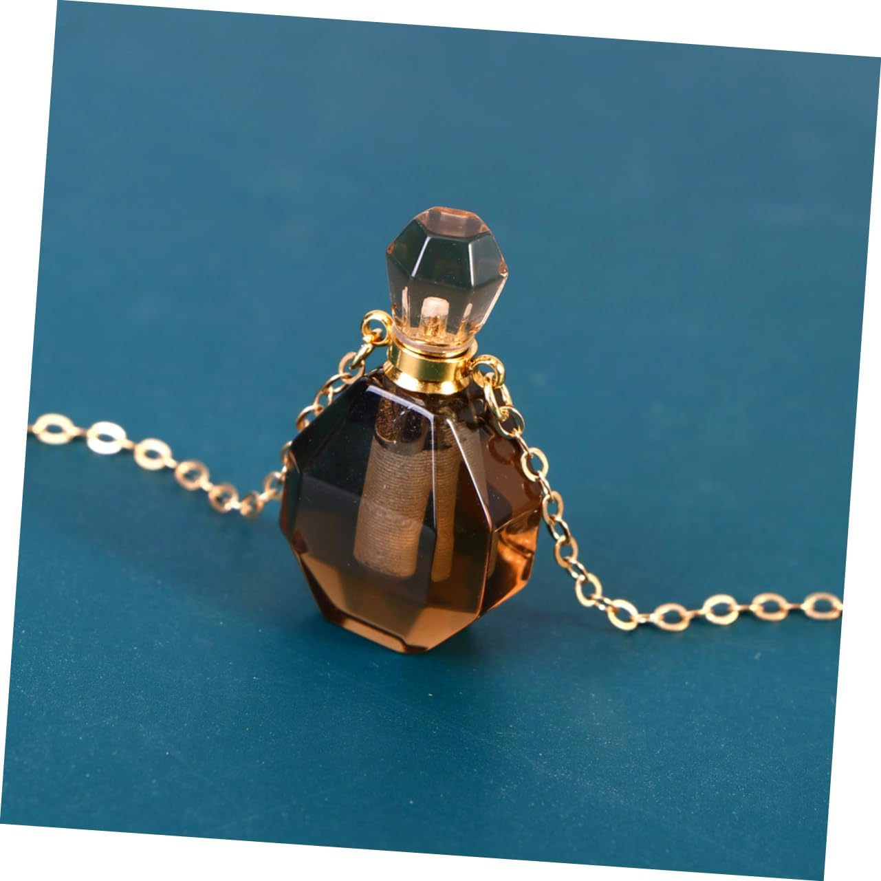 STOBAZA 2Pcs Natural Crystal Fluorite Perfume Bottle Pendant Necklace Essential Oil Container Metal Chain for Perfume Atomizer Bottle and Home Decorative Accessories