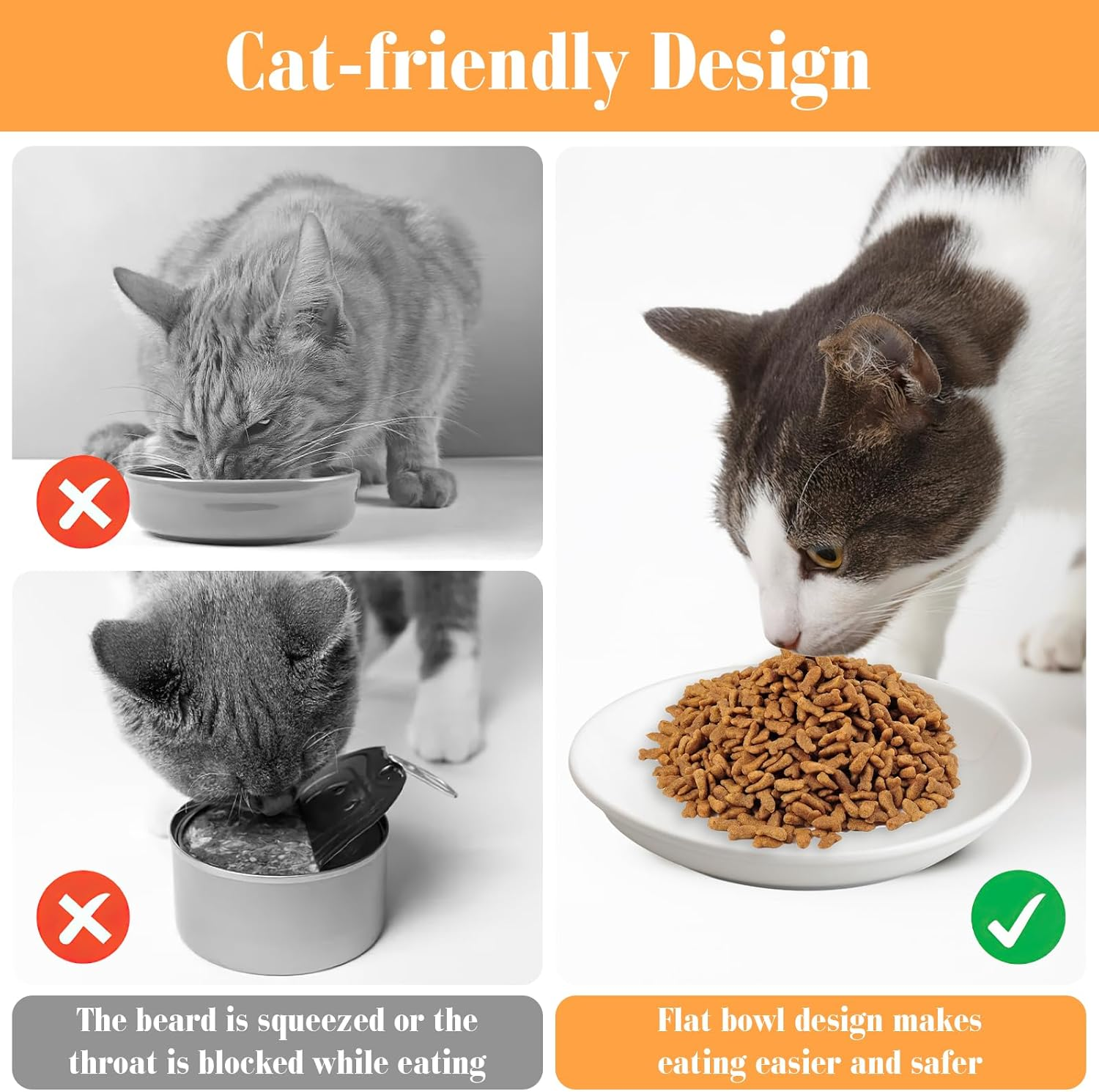 Ceramic Cat Bowl, Cat Bowl, Flat Cat Bowl, Cat Feeding Bowl, Flat Cat Bowl, Drinking Bowl, Cat Bowl, Cat Food, Water Bowl for Dogs, Cats, Rabbits image number 4