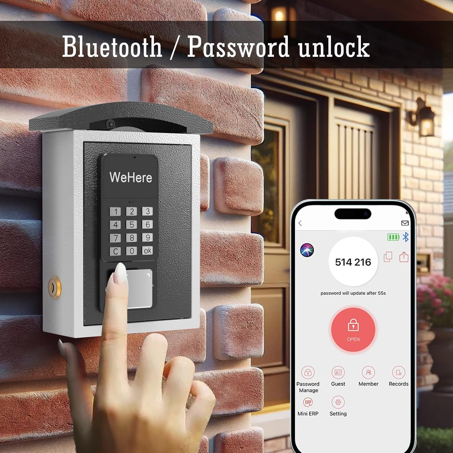 Didihere Key Lock Box with Drop Slot, Porch Hide a Key Box Wall Mount, Smart Key Lockbox for House Outside, Realtors, Apartment, Store, Multiple Unlocking Ways image number 3