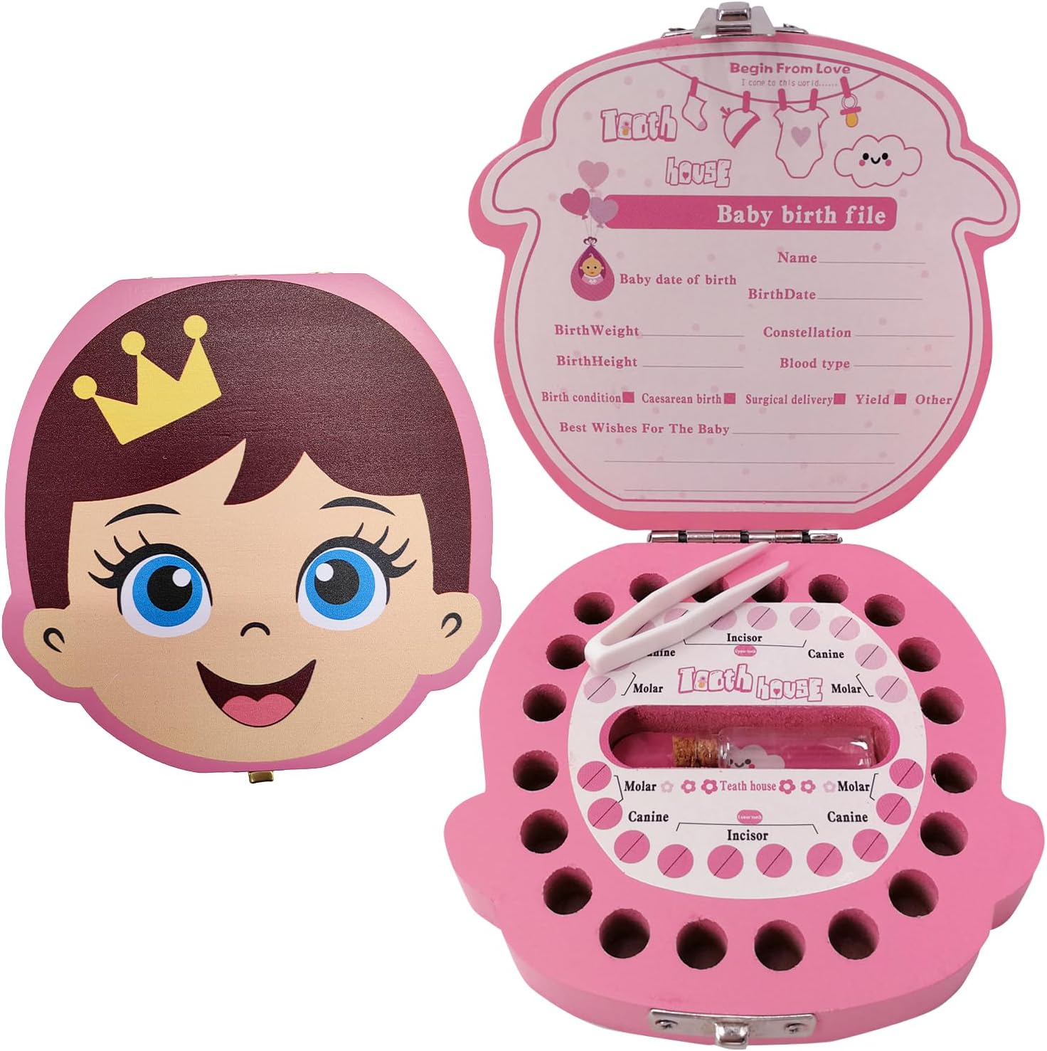 PAMBO Baby Tooth Fairy Keepsake Box | Child Tooth Saver & Holder Gift Box for Girls