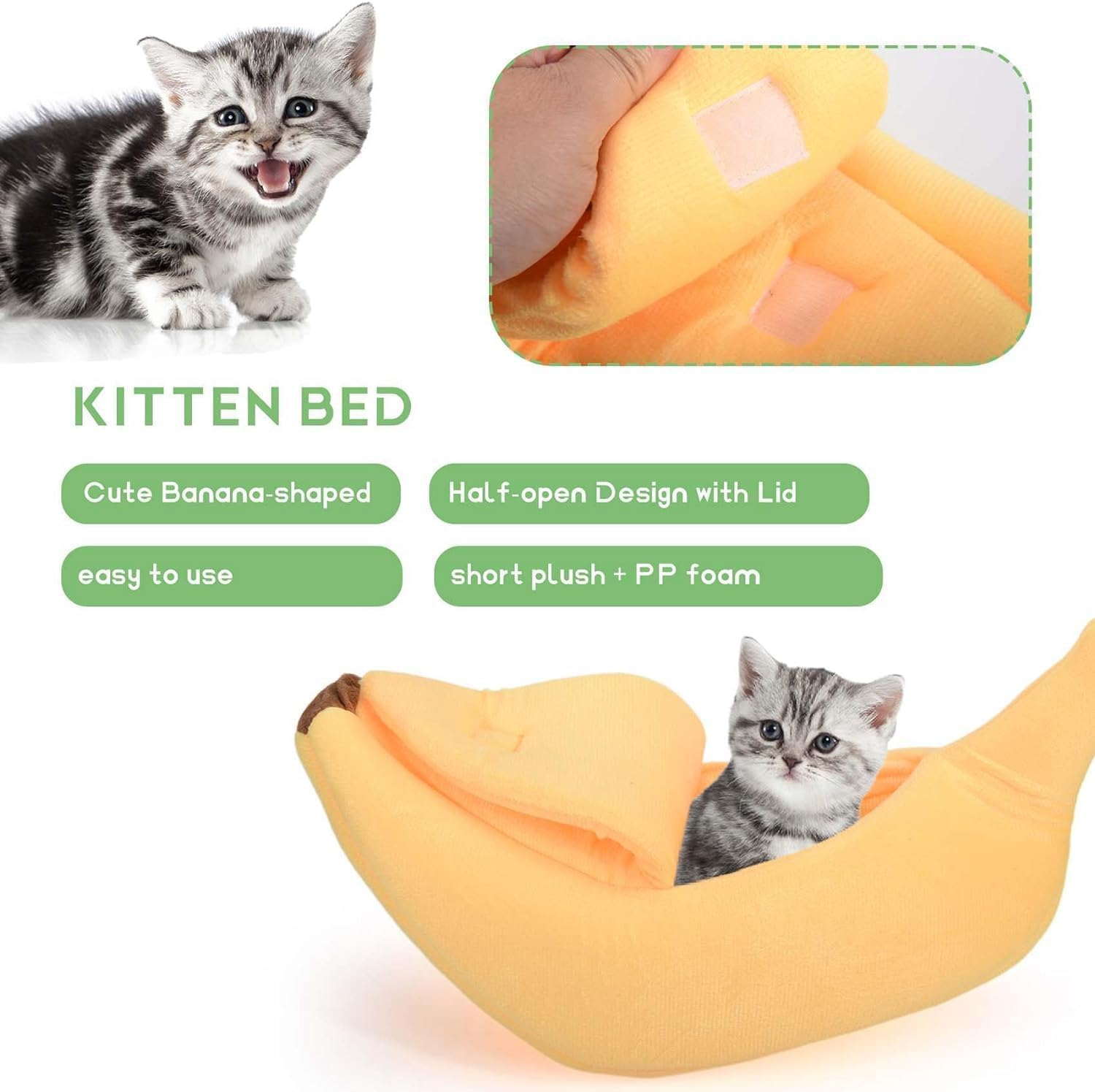 Banana Cat Beds for Indoor Cats, Cat Banana Tent, Banana Boat Bed for Cats, Banana Cat Bed House, Banana Shaped Cat Bed, Banana Bed for Kittens, Cute Banana Cat Bed Kitten Cave Cuddle Bed (Peach,M)