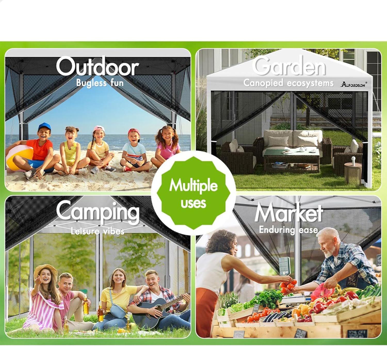 ALFORDSON Gazebo Marquee 3 X 3M with 4 Mesh Wall Panels and Pegs & Ropes, Easy Set-Up Canopy with Carry Bag, Camping Shelter Shade with Steel Frame for Wedding Party Pavilion, White