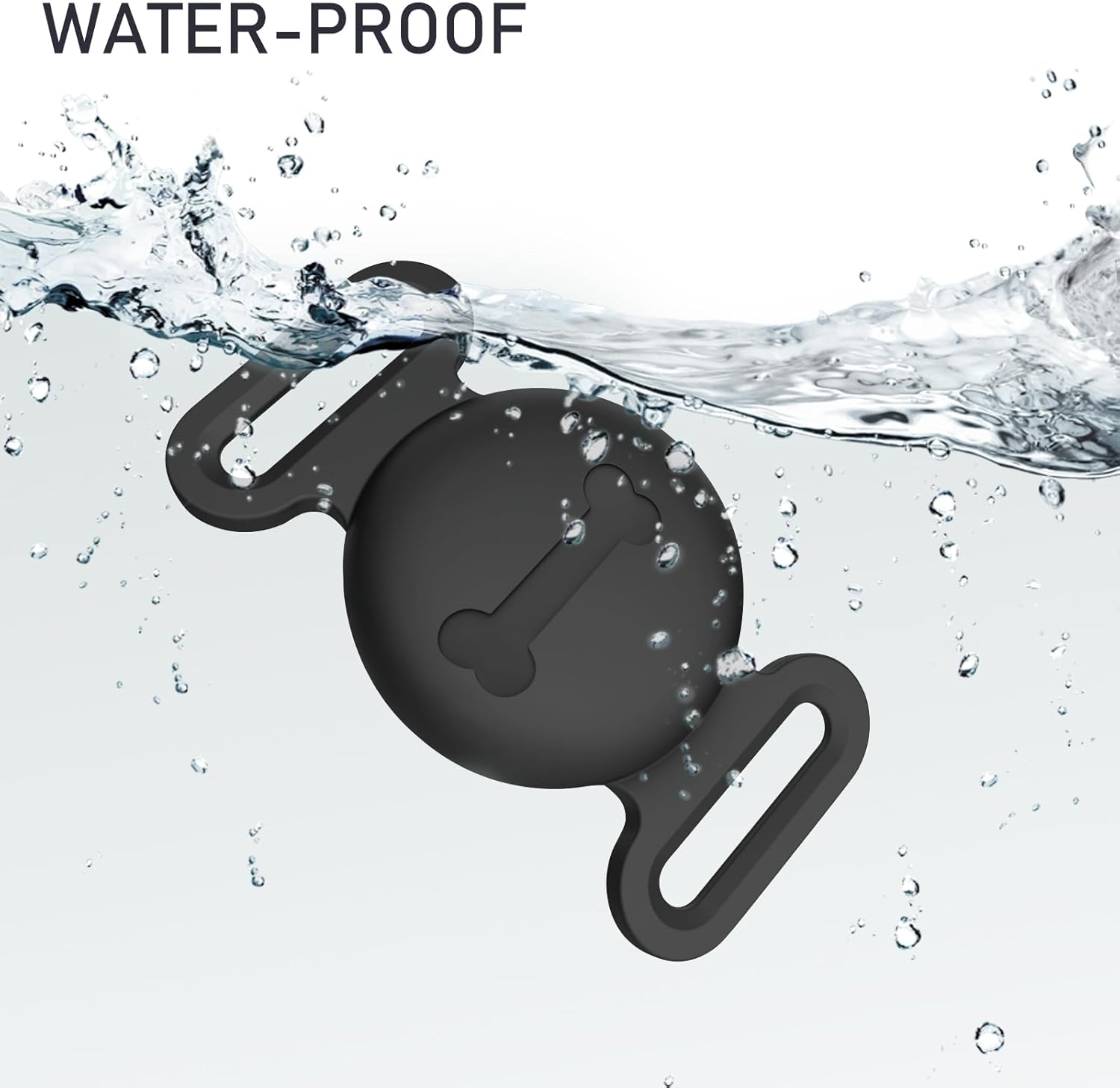 Leonids for Airtag Dog Collar Holders, Anti-Scratch Silicone Case for Apple Airtag for Dog (Black, Large for Dog)