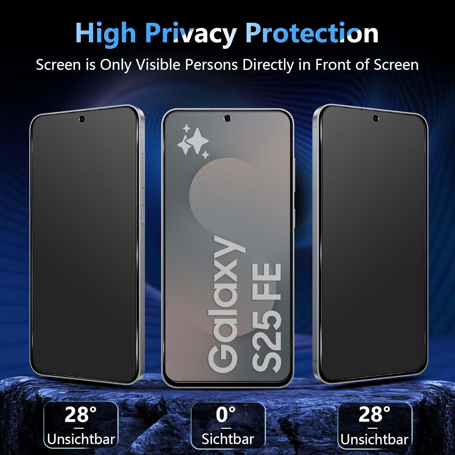Liilaa Matt Privacy Screen for Samsung Galaxy S25 FE with Fingerprint Detection, Pack of 2 Matte anti Spy Privacy Screen Protector, Anti-Fingerprint Anti-Glare Privacy Film