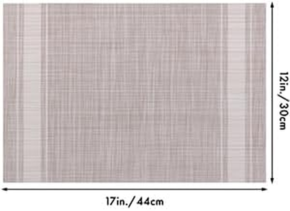 Placemats Set of 6, Heat & Stain Resistant Non-Slip Elegant Woven Vinyl Table Mats, Washable Table Mats for Dining Room Kitchen (Beige White) image number 2