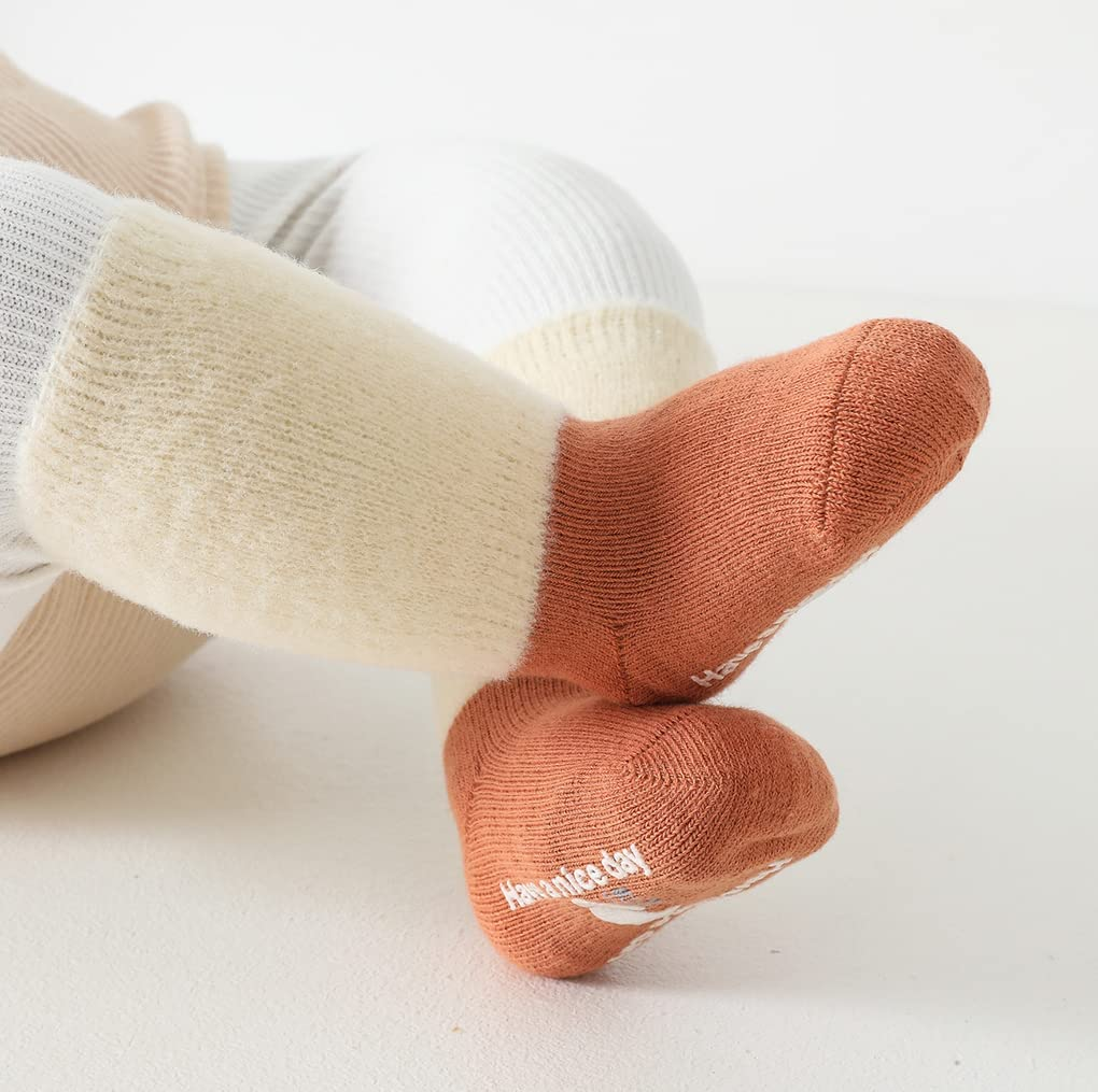 MOMSMENU Baby Socks Unisex Winter Non Slip Toddler Sock Soft Cotton for Boys Girls 6 Pairs