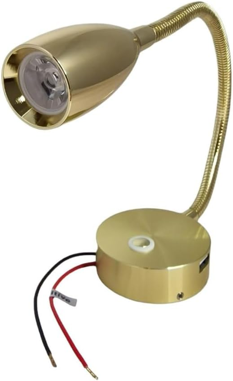 MARVIX LED Flexible Gooseneck Reading Light 12V 24V Spotlight Touch Switch Dimmable USB Charging Port Map Lamp for Motorhome Campervan Boat image number 4