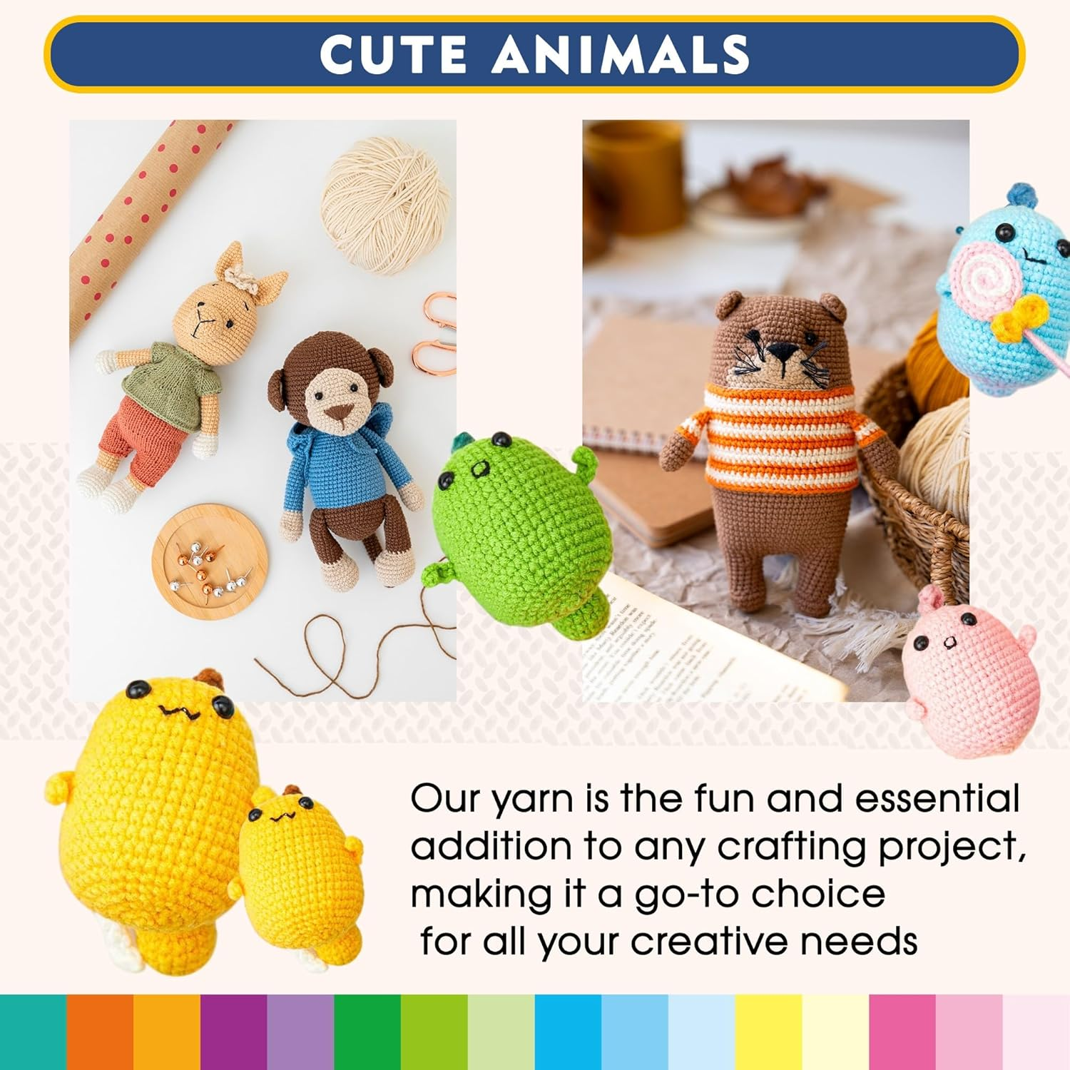 Okam Crochet Yarn Pack of 30 Multipack - 100% Acrylic Coloured Yarn with Crochet Hooks & Knitting Needles & Zipper Carry Bag - Knitting Yarn Kit for Beginners. Kids, Craft Projects 25G Each (750G) image number 4