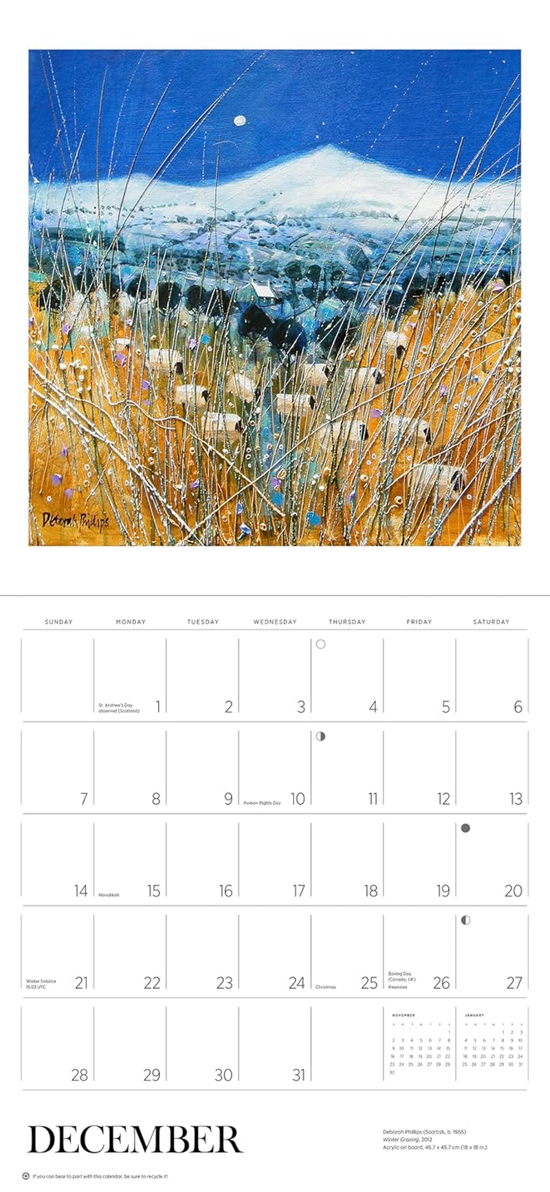2025 Scotland: the Art of Deborah Phillips Wall Calendar image number 3