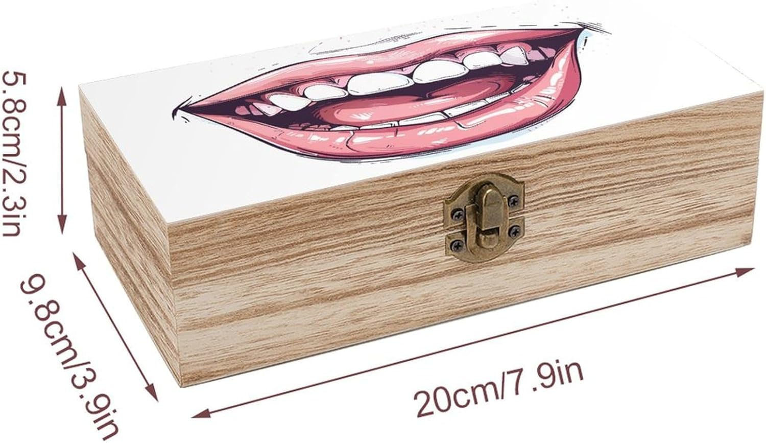Cartoon Mouth Smiling Wooden Box Wood Wedding Keepsake Boxes with Lids Small Decorative Boxes Lightweight Wooden Memory Storage Box for Crafts Keepsakes Jewelry Photo Letter Storage image number 4