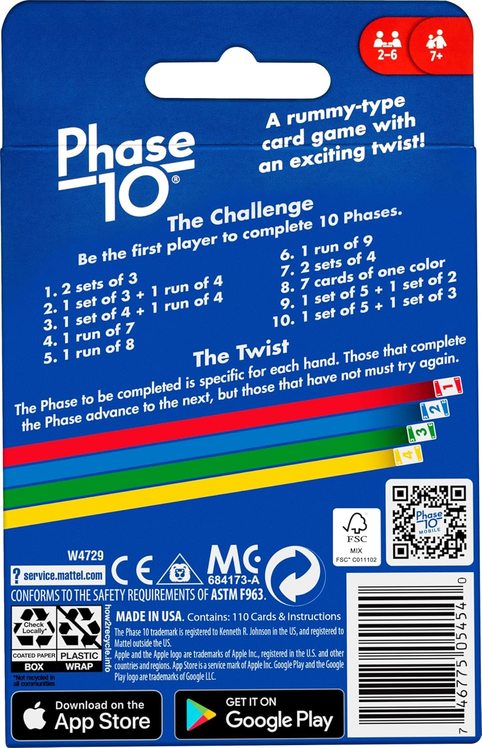 Mattel Games Phase 10 Card Game with 108 Cards, Ages 7 Years and Older (Amazon Exclusive)