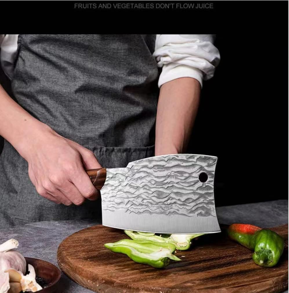 Meat Cleaver Knife Butcher Knife Bone Cutter Heavy Duty Multi-Purpose Dual Edges Kitchen Chopping Knife for Meat Cutting Chinese Chef Knife with Ergonomic Wood Handle for Home Kitchen or Restaurant image number 1