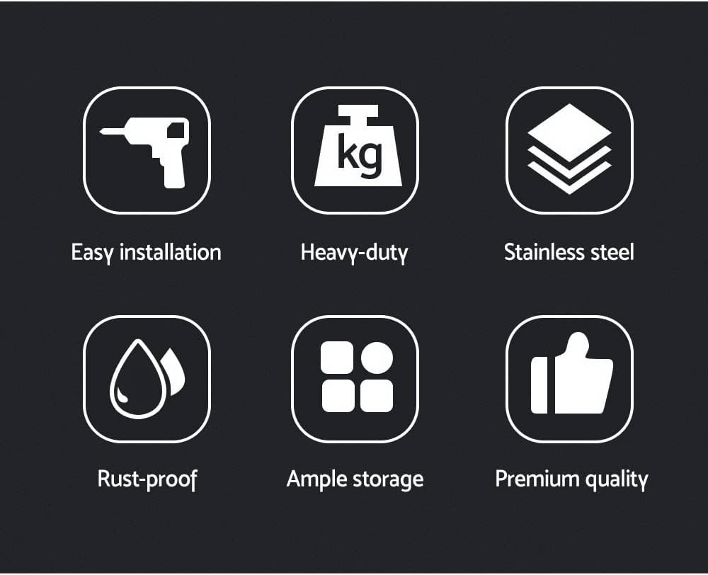 Cefito Stainless Steel Wall Shelf, 180 X 30Cm Floating Kitchen Shelves Wall-Mounted Shelving Display Rack Hanging Organizer Storage for Home, Rectangle 1.2Mm Thickness Rustproof Silver image number 1