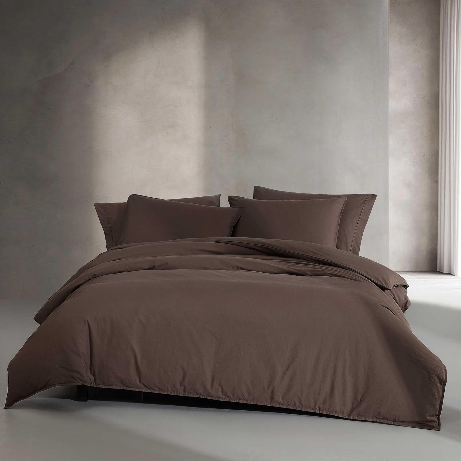 Calvin Klein - Queen Duvet Cover Set, Washed Cotton Percale Bedding, Luxuriously Soft Home Decor (Washed Percale Graphite, Queen)