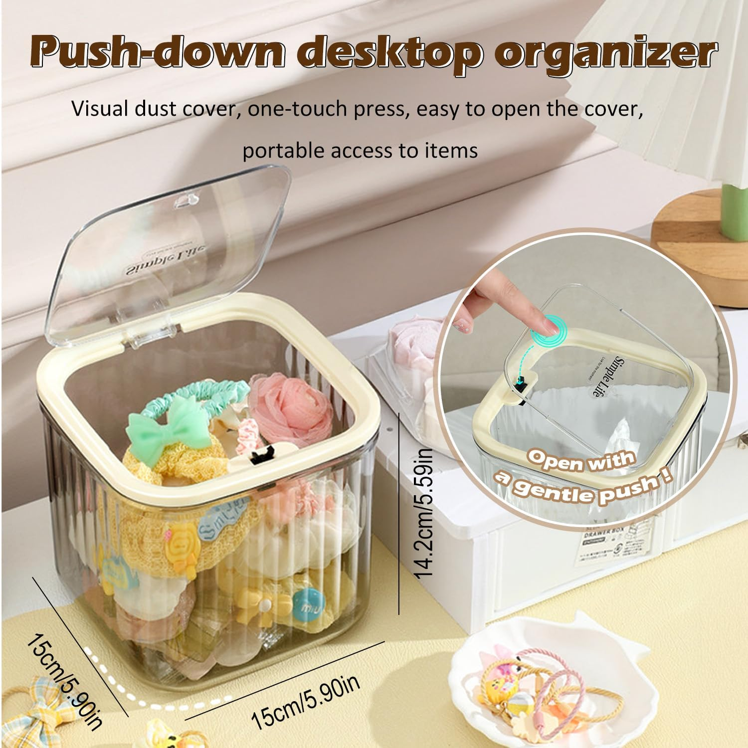 WALWAL Coffee Pod Holder with Pop-Up Lid, Transparent Plastic Storage Box for Desktop, Countertop, Coffee Bar, and Kitchen image number 2