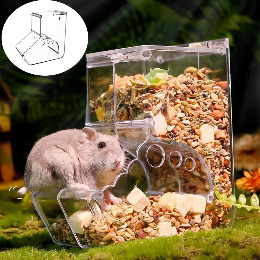 Hamster Food Dispenser with Baffle Design, Large Transparent Capacity, Durable Automatic Small Animal Feeder for Hamsters, Guinea Pigs, Bunnies and Other Small Pets image number 4