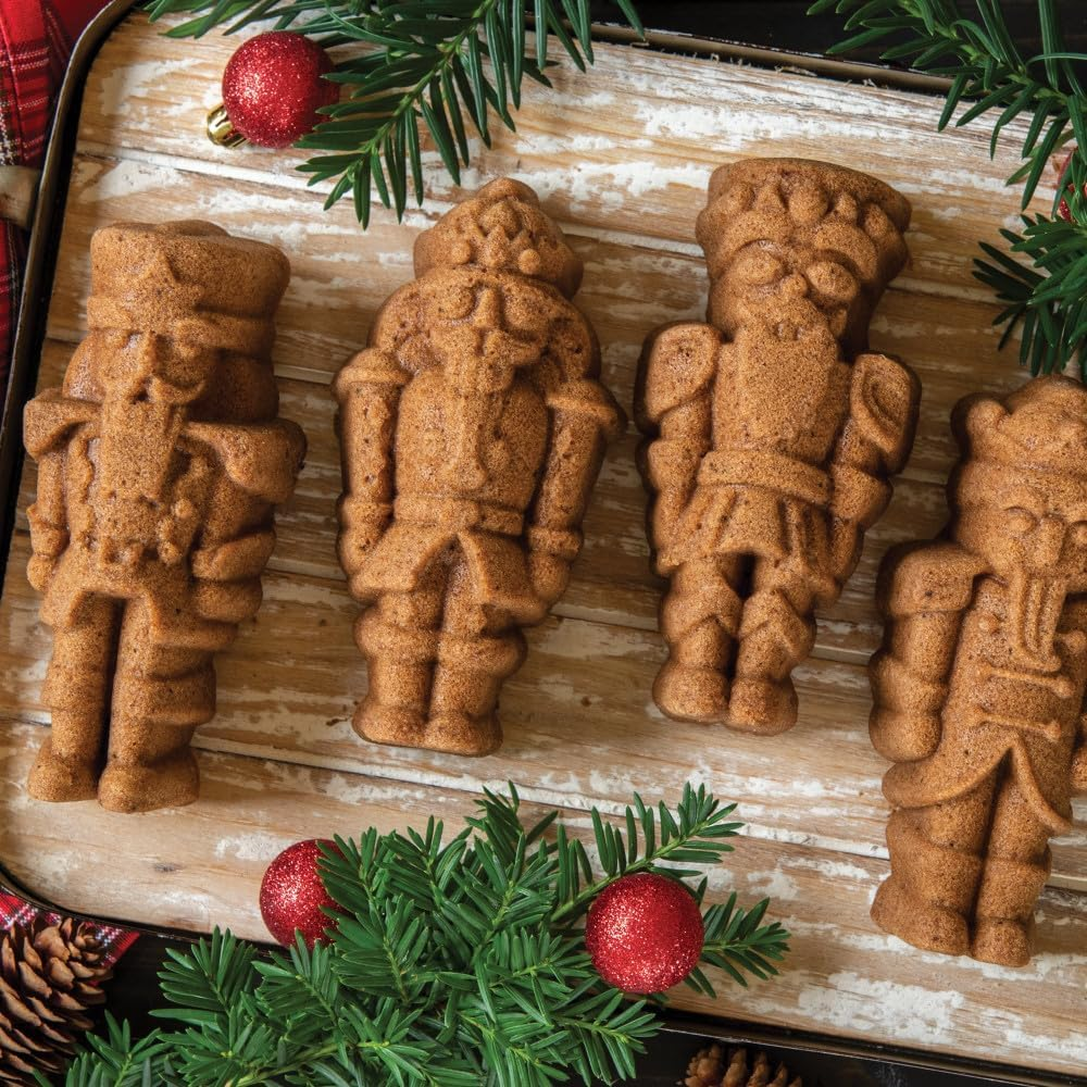 Nordic Ware USA Nutcracker Sweets Cast Aluminium Cakelet Pan, Sparkling Silver, 35.5 X 17.5 X 6.5 Cm image number 3