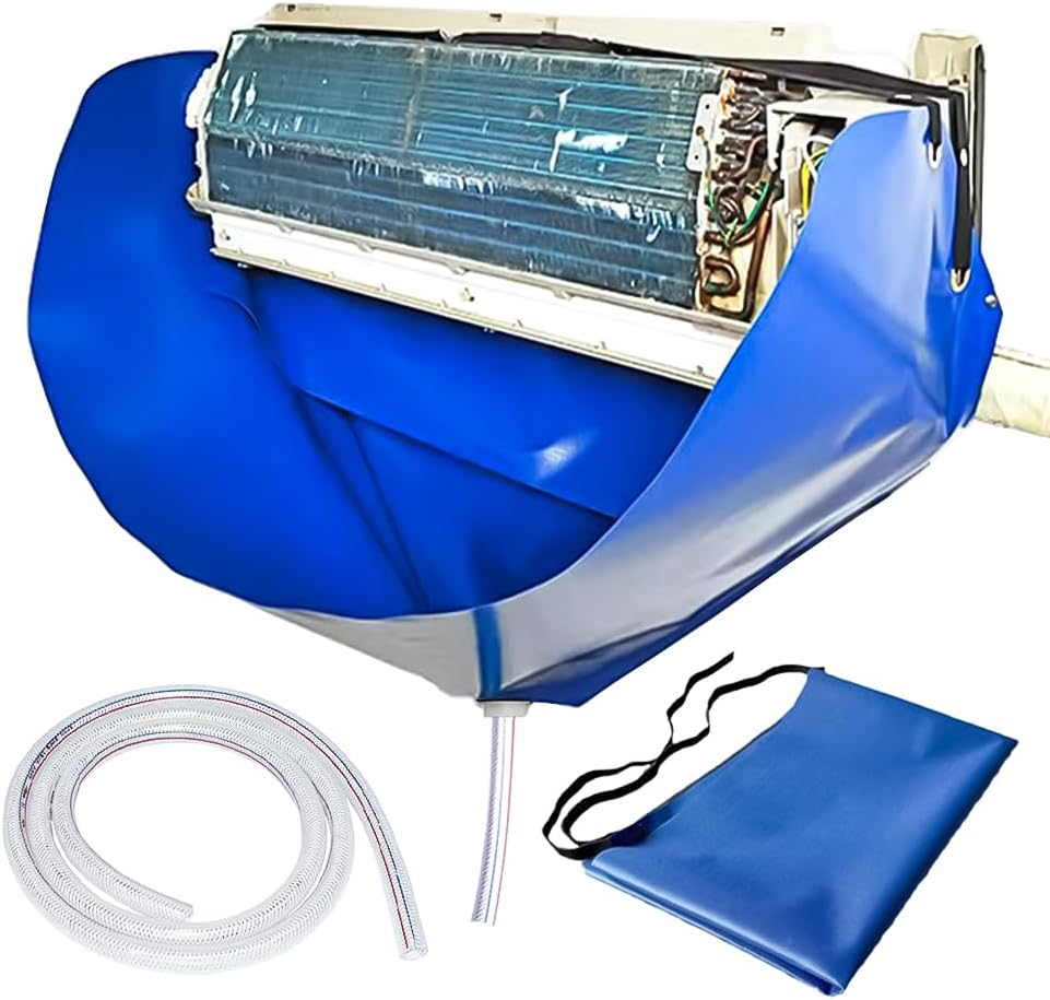 South Silk Ac Cleaning Bag with Wall Protection Cloth, Professional Split Ac Unit Cleaning Bag, Ac Cleaning Kit, Air Conditioner Cleaning Cover Bag, Durable Material and Drainage Hose
