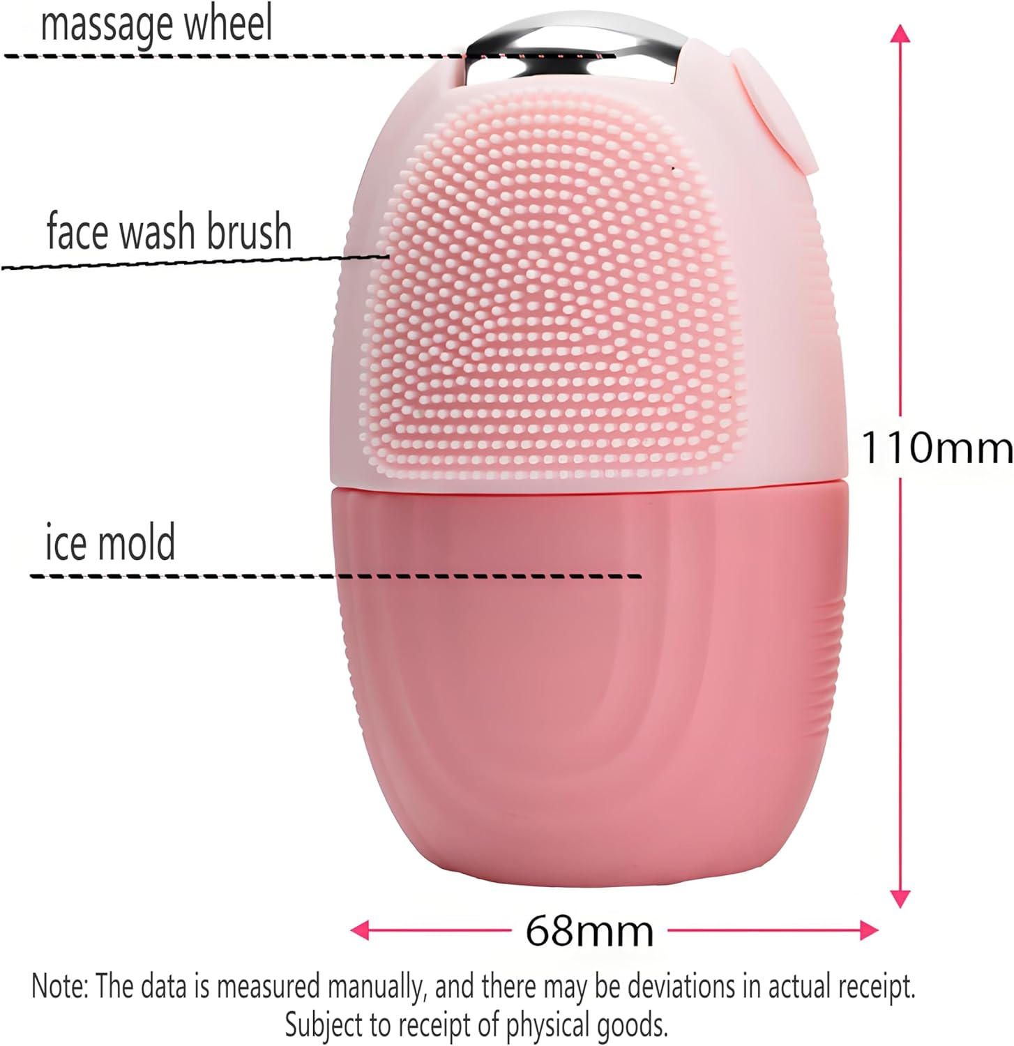 Ice Roller Massager for Face and Neck, Reusable Silicone Ice Mould & Cleansing Brush, Pink Beauty Tool for Contour, Skin Care and Face Massage image number 5
