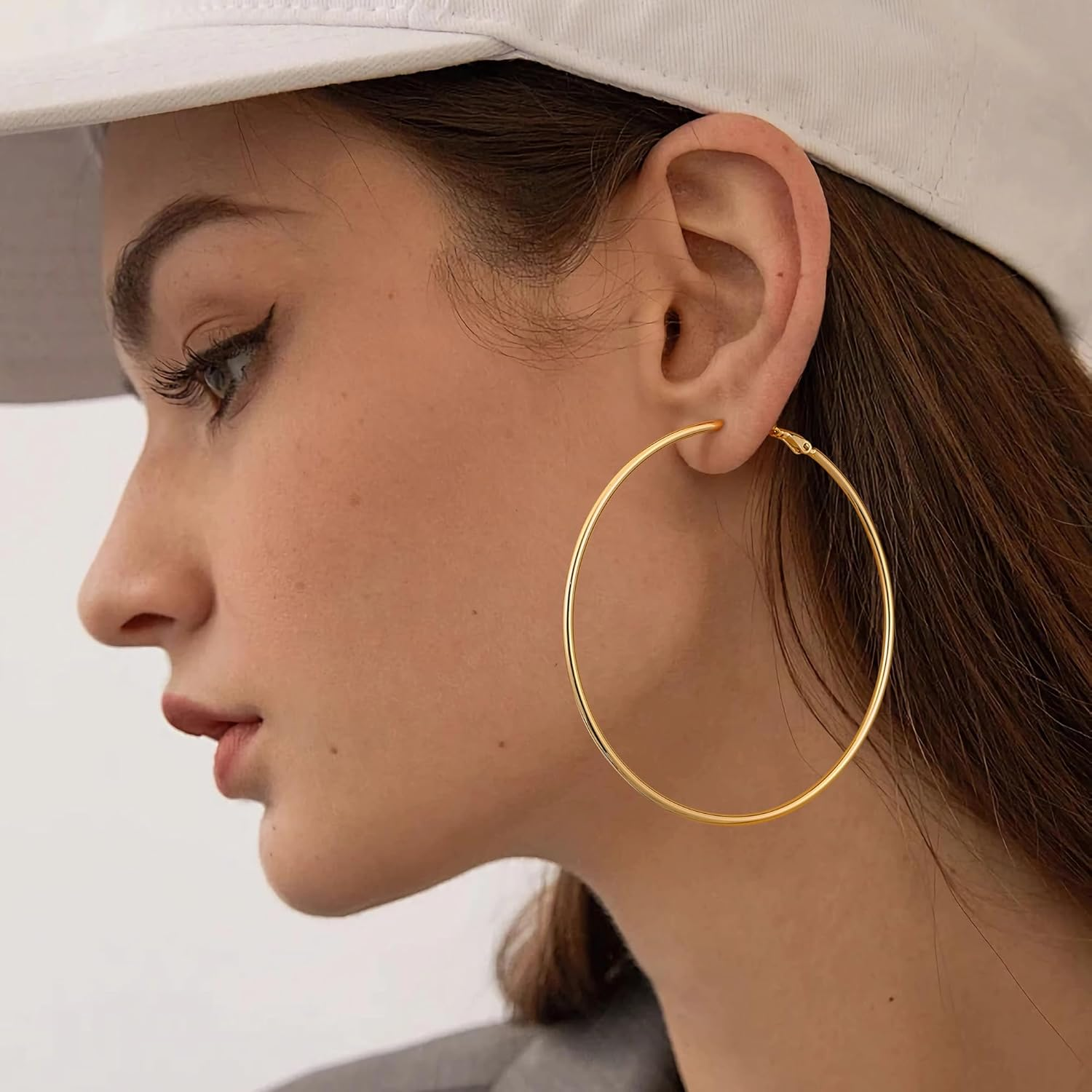 Gacimy Gold Hoop Earrings for Women 14K Real Gold Plated, 925 Sterling Silver Post Gold Hoops for Women image number 3