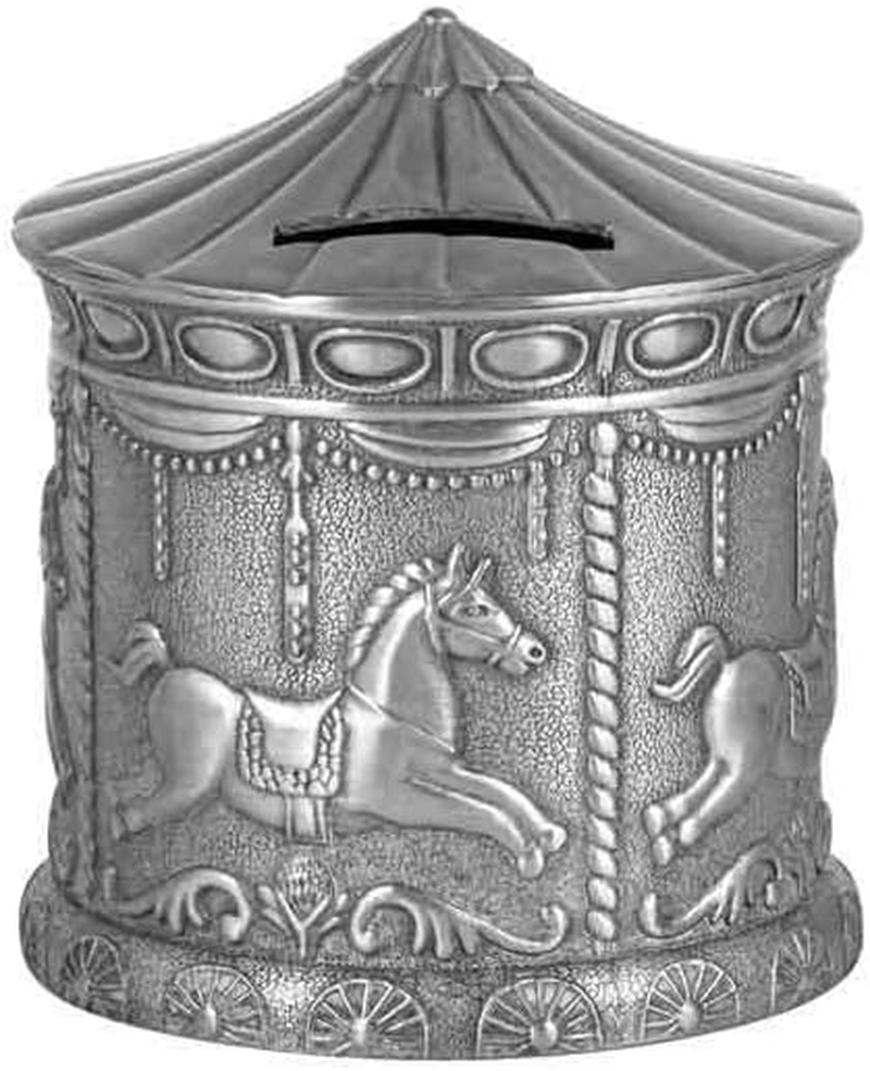 Baby Money Box Silver Gift Carousel Christening Newborn Shower Keepsake Present image number 1