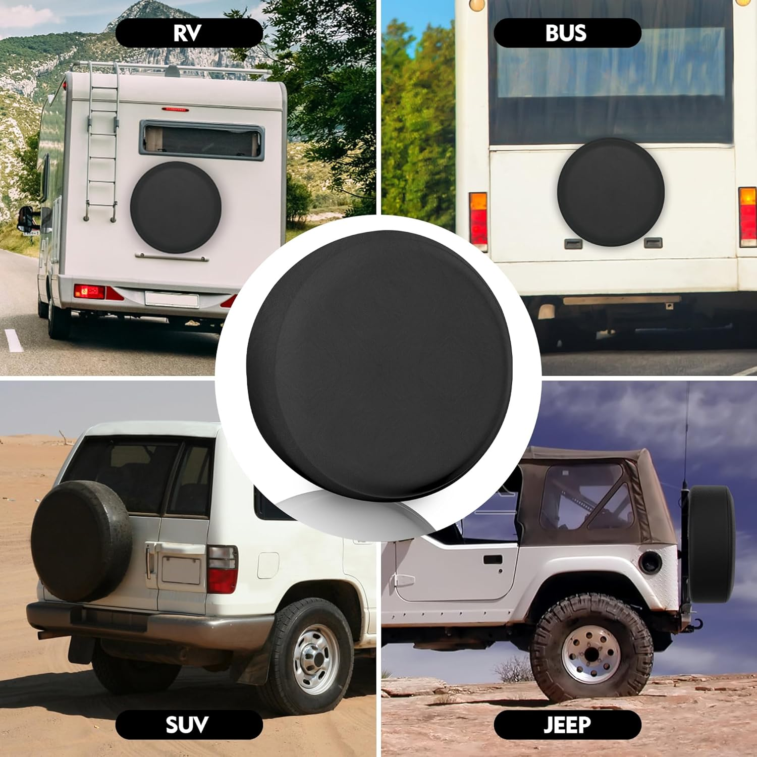 K-Musculo Spare Tire Cover, RV Spare Tire Cover, Waterproof Anti-Uv Tire Cover RV Accessories for Rv/Truck/Trailer/Suv. (Black 27"-29" Dia) image number 1