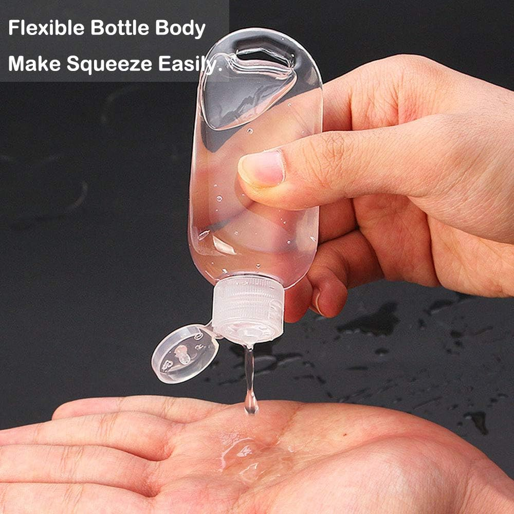 Travel Bottles with Keychain, 2Oz/50Ml Portable Plastic Travel Bottles - Leakproof Squeeze Bottles with Flip Cap - Empty Refillable Containers for Hand Sanitizer Conditioner Body Wash Liquid Etc image number 4