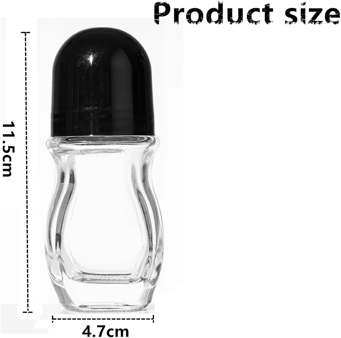 3 PCS Glass Empty Roller Bottles with Plastic Ball, Deodorant Roll on Containers Leak Proof Massage Ball Cap for Essential Oils Perfume Cosmetics (Black Cover，50Ml) image number 4