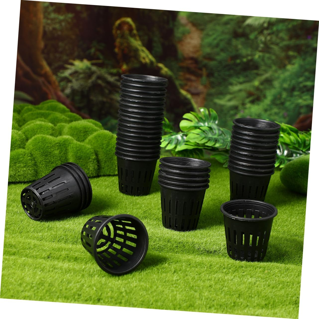 IWOWHERO Hydroponic Net Pots and Plastic Planting Baskets for Aquatic Plants, Black Slotted Mesh Nursery Pots 5.7X5Cm, 100Pcs Suitable for Pond and Water Culture Gardening image number 3