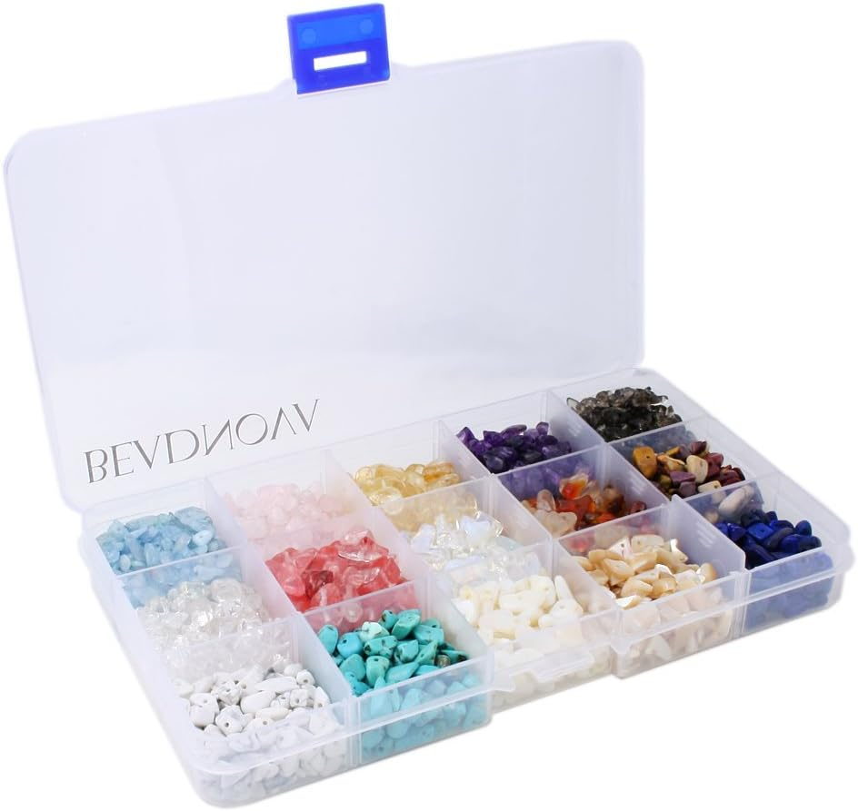 BEADNOVA Natural Chips Gemstone Crystal Pieces Irregular Shaped Loose Beads for Jewellery Making Box Set Value Pack image number 3