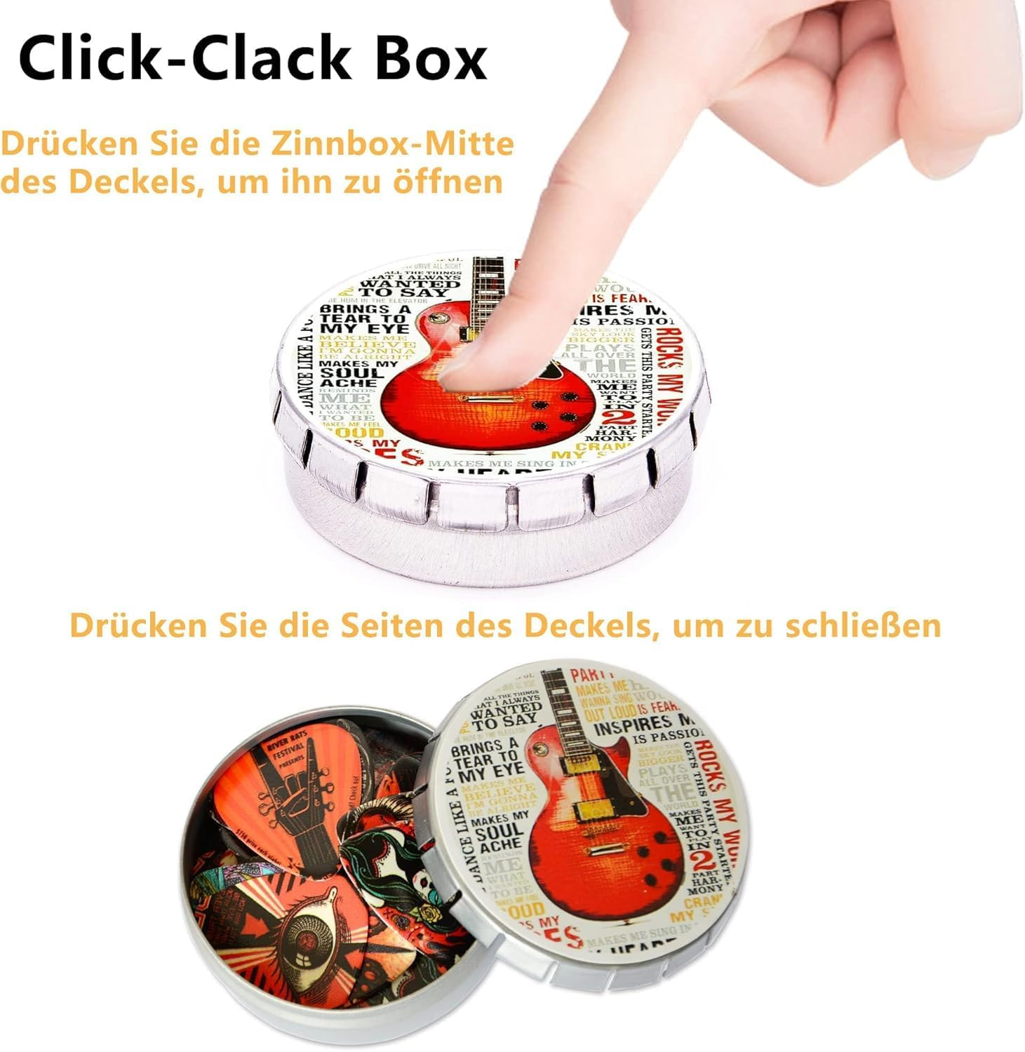 16 Pack Guitar Picks with Organizer Storage Box, 3 Different Thickness Colorful Celluloid Guitar Picks Plectrums for Acoustic Guitar, Electric Guitar, Bass, Ukulele - Colorful-12 image number 5