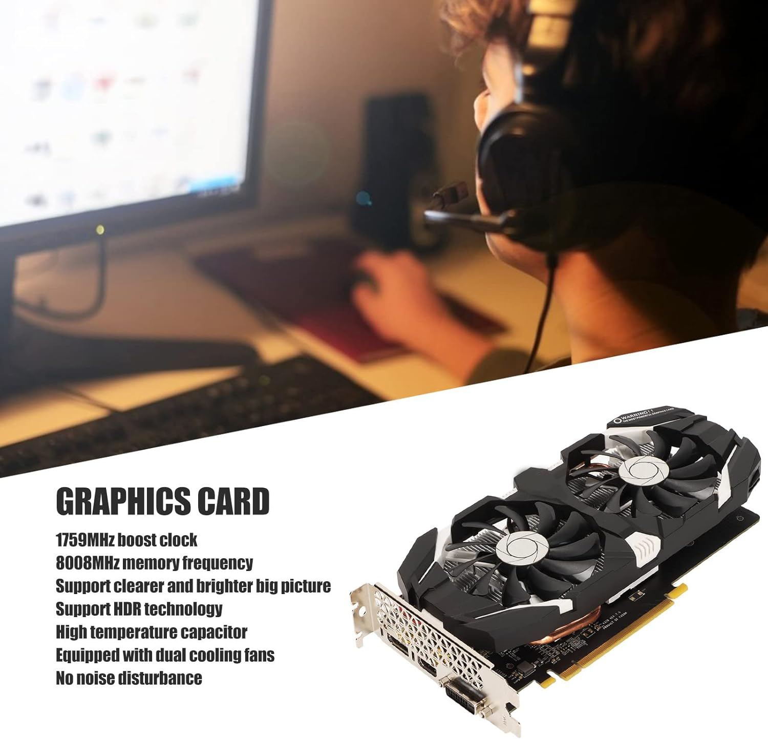 1060 Graphics Card, Computer Graphics Card 6GB/5GB/3GB GDDR5 192Bit with Dual Fans 4K HDR Technology 8008Mhz Gaming Graphics Card with HDMI DVI DP Display Interface(6Gb) - 6Gb image number 6