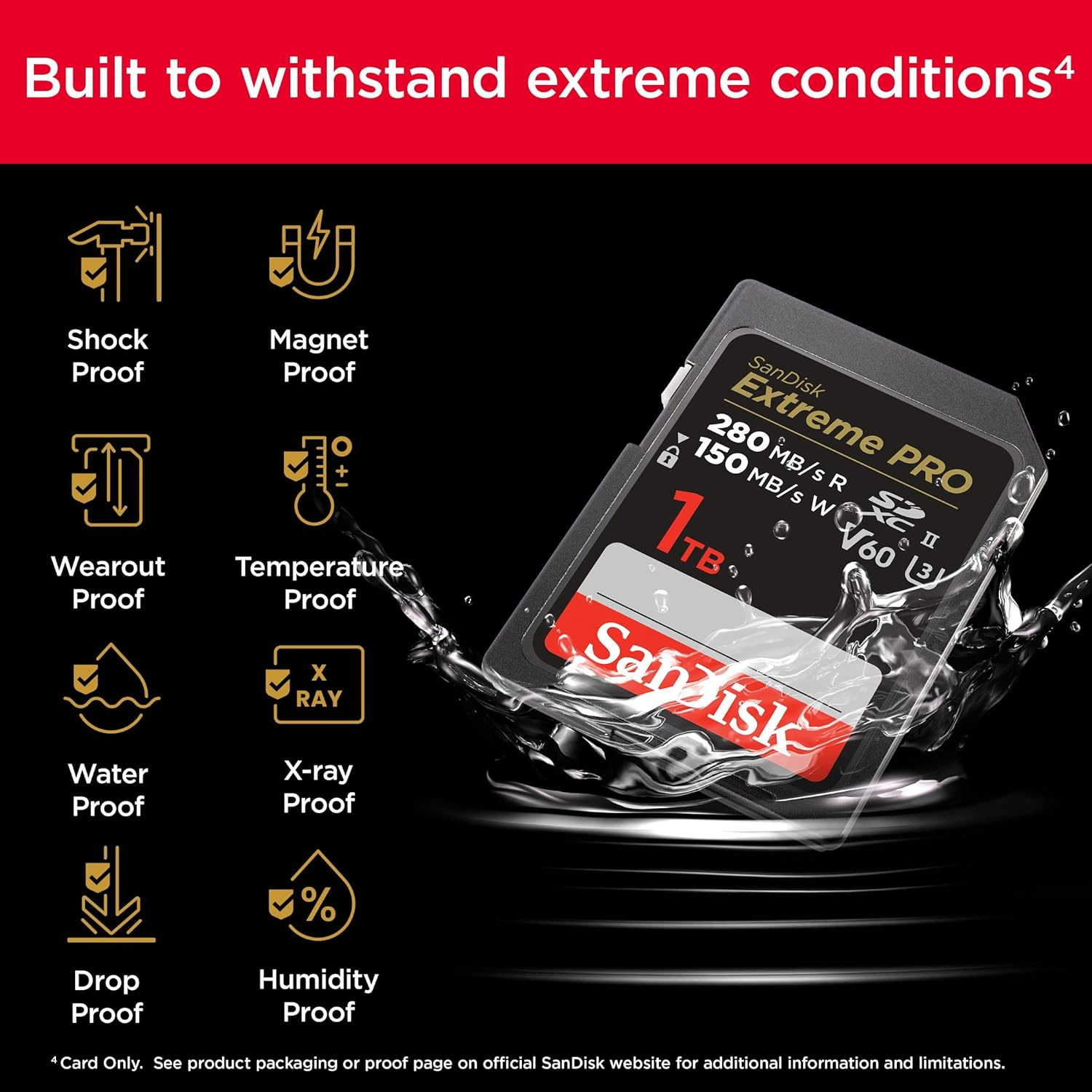 Sandisk Extreme Pro SDXC 280/150Mb/S U3 V60 RPD-2 UHS-II 1 TB Memory Card