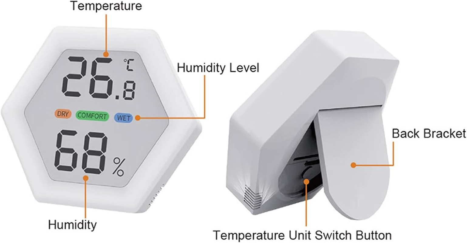 Digital Thermometer Hygrometer, Indoor Temperature and Humidity Gauge, with Air Comfort Indicator, Stable Stand, for Office, Garden, Cellar, Warehouse image number 3