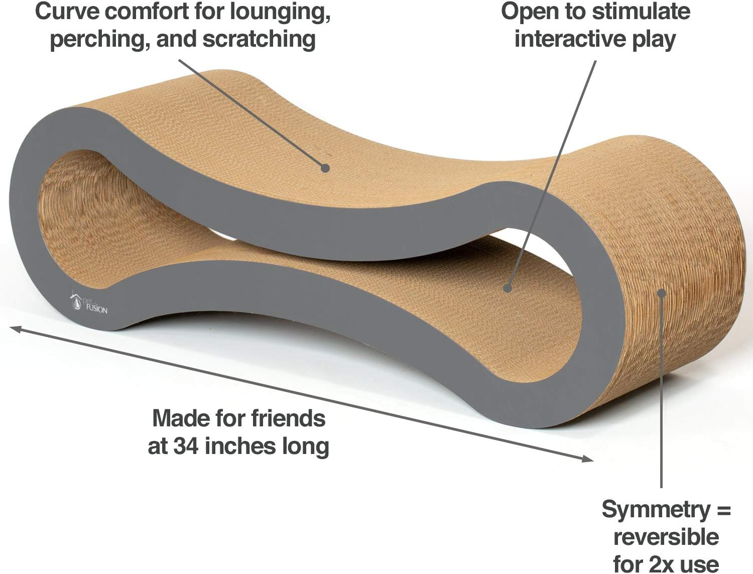 Petfusion Ultimate Cat Scratcher Lounge, Reversible Infinity Scratcher in Multiple Colors. Made from Recycled Corrugated Cardboard, Durable & Long Lasting. - Walnut Brown image number 7