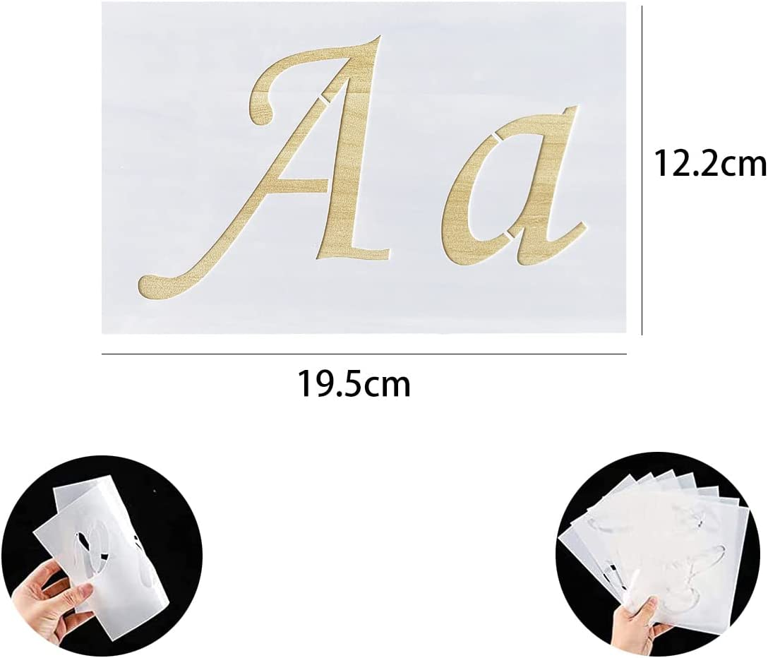 50 Pack Plastic Letter Stencils Alphabet Templates Number Symbol Sign Stencils for Painting on Wood Canvas Ceramic Wall T-Shirt Glass Arts Crafts