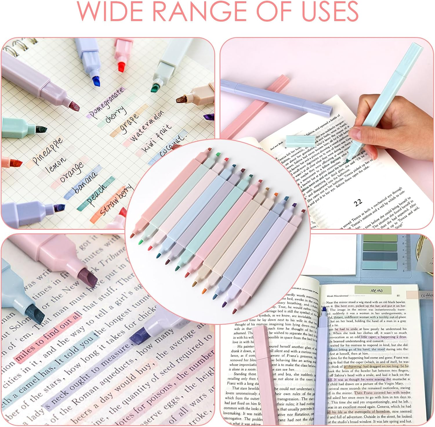 Coastalpure 12-Pack Pastel Highlighters Set - No-Bleed Dual Tip Bible Markers for Journaling, School & Office (12 Colors) - Quick-Dry, Smudge-Proof Aesthetic Pens image number 6