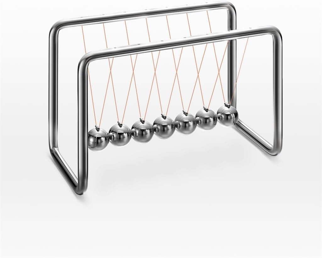CERROPI Newton Cradle Balance Balls, Newton Pendulum with 7 Balls, Classic Newton Swing Ball, Decorative Physics Gadget for Desk, Stainless Steel Frame, 38 Sec Swingtime