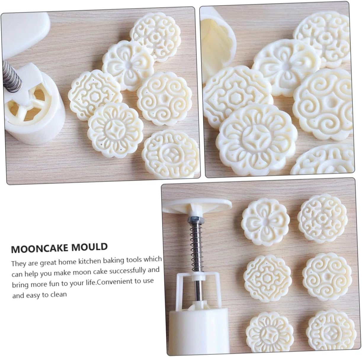 2 Set Baking Mooncake Mold Cake Cookie Mold Stamp Cake Puck Mold Cookie Stamps Festival Cake Mould Hand Press Christmas Decor Moon Cake Mold Plastic Green Bean Cake Party Supplies