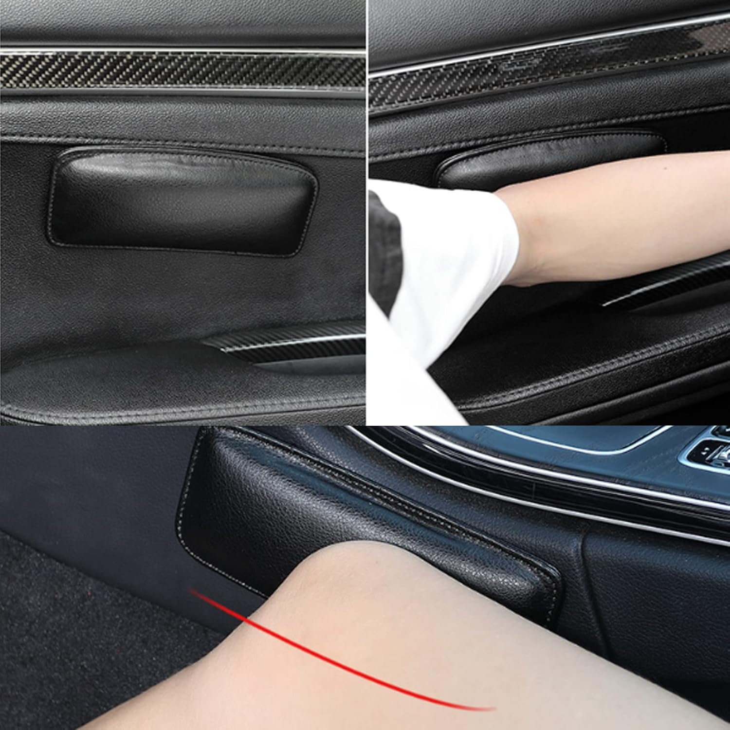 Betterjonny 4 Pcs Car Knee Cushion for Center Console, PU Leather Car Knee Cushion Elbow Pillow Universal Auto Car Knee Pad, Leg Pad, Inner Leg Pad,Knee Pad for Car Interior Accessories(Black) image number 3
