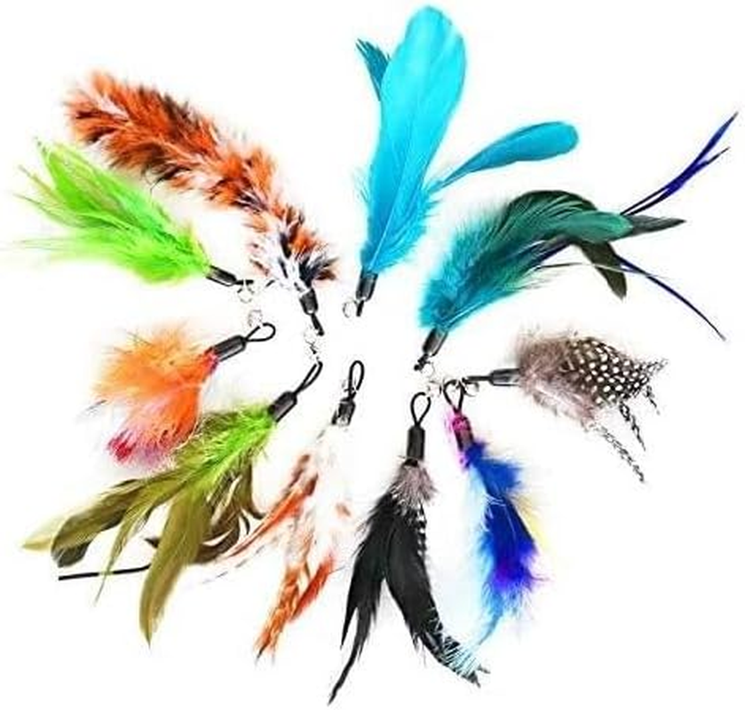Feather Teaser Cat Toy Set 20 Pcs, Interactive Toys for Cats Replacement Feather Teaser with Bell for Kitten Cat Catcher Having Fun Exercise Playing image number 5