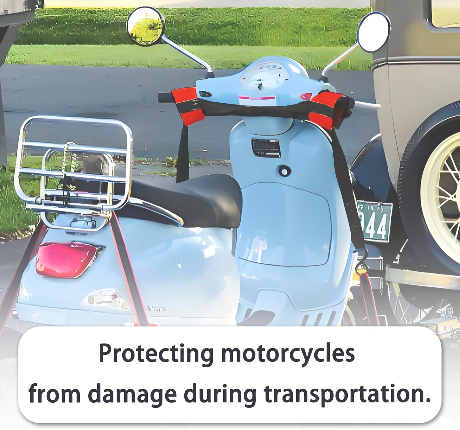 Universal Biker Bar Handlebar Strap - PSLER Bar-Harness II Universal Loop Handle Bar Motorcycle Tie down Straps Handle Belt for Motorcycle Handlebar Trailer, Dirt Bike, Dirt Bike, Red - Red image number 6