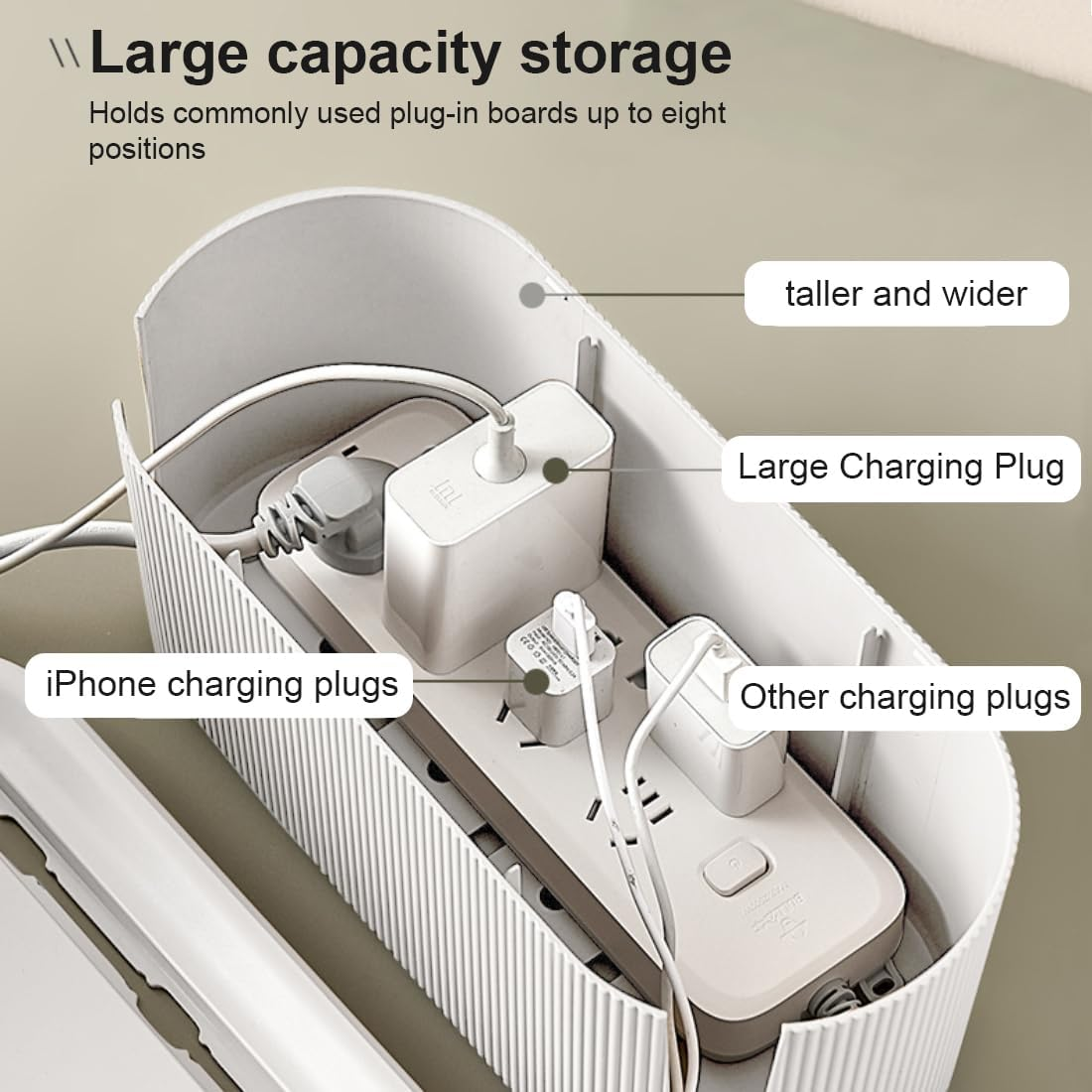 Dynus Cord Organizer Box Nordic Style Cord Box Socket Storage with Cover Household Cable Organizer Multifunctional Cable Storage Box for Powerboard, Cord, Electrical Cable, Wire, Power Strips, USB image number 2